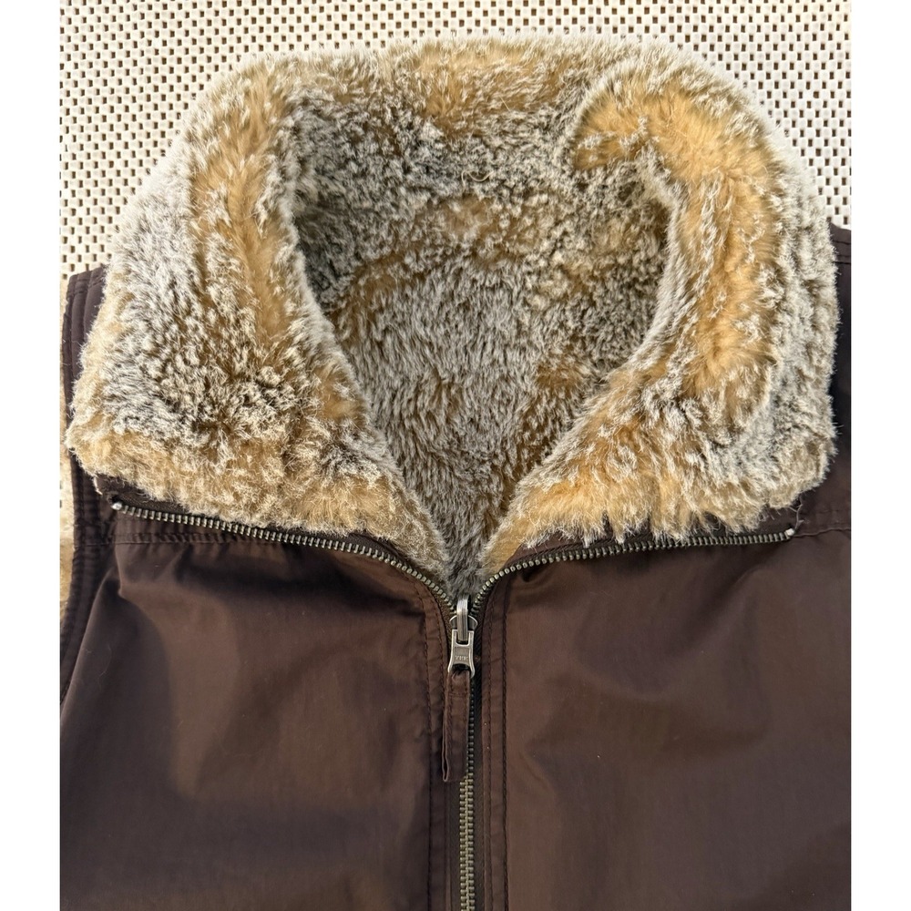 Womens Gap Reversible Faux Fur Canvas Cozy Cowgirl Outdoor Vest Size XS